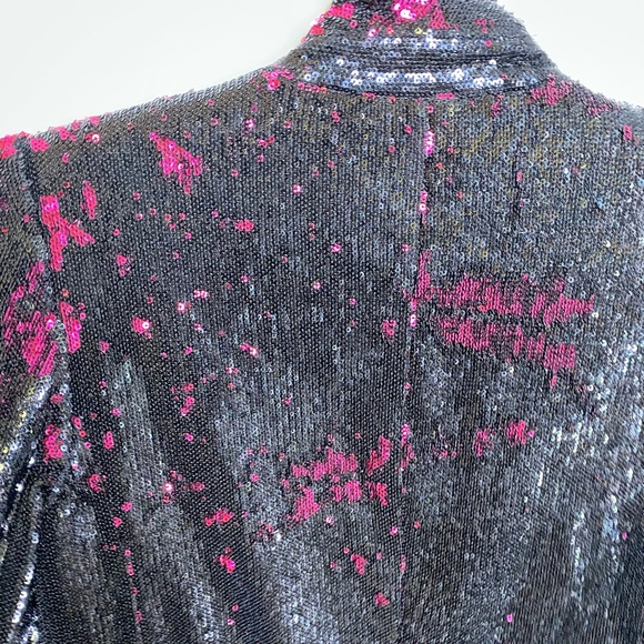 BADGLEY MISCHKA PLUM SEQUIN BLAZER JACKET SIZE 4 - Picture 6 of 11